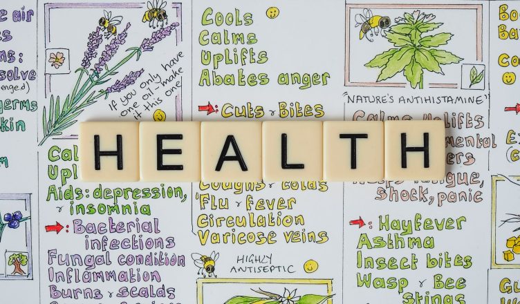 Creative representation of herbal health benefits using illustrated letter tiles spelling 'health'. — Dr. Scott Kamelle Suppo