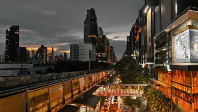 Cityscape at twilight showing busy traffic, skyscrapers, and an elevated train line in an urban setting. — How to Check Your