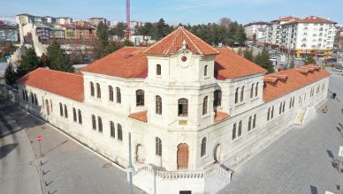 Aerial view of a historic stone building with red tile roofs in Sivas, Turkey, on a sunny day. — Predictive Maintenance: Thin