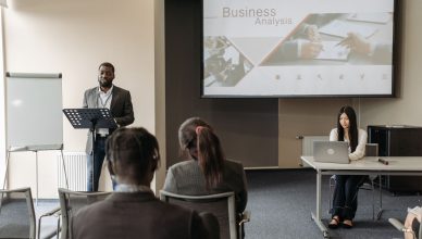 Business seminar with a speaker and audience in a conference room. — Things to Consider While Buying the Best Bar Stools