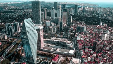 A breathtaking aerial view of Istanbul's skyline featuring skyscrapers and high-rise buildings. — Trading Tales: The Epic Jou